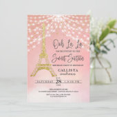 Gouden Eiffeltoren Glitter Sparkles Lights Sweet 1 Kaart (Staand voorkant)