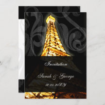 gouden eiffeltoren, huwelijksuitnodiging