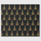Gouden eigentijdse kerstboom op zwart cadeaupapier (Vlak)