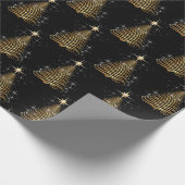 Gouden eigentijdse kerstboom op zwart cadeaupapier (Hoek)