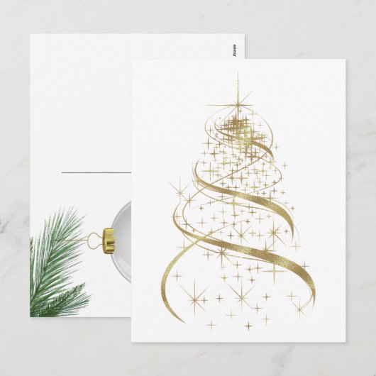 Gouden eigentijdse vakantieboom feestdagenkaart (Voorkant / Achterkant)