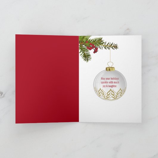 Gouden eigentijdse vakantieboom op rood kaart (Binnen)