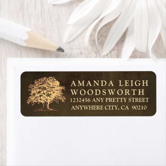  gouden eik boom bruiloft Adresetiketten Etiket (Insitu)