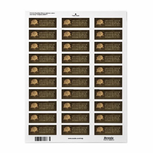 gouden eik boom bruiloft Adresetiketten Etiket (Full Sheet)