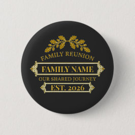 Gouden Eikenblad Familiereünie Aangepaste Naam en  Ronde Button 5,7 Cm