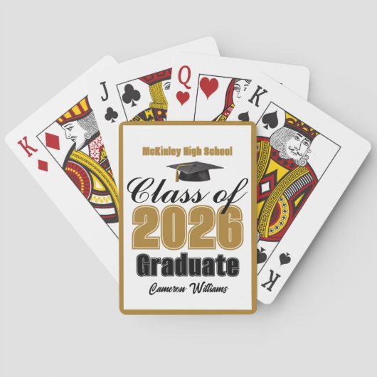 Gouden eindexamenklas 2026 aangepaste afstudeerfee pokerkaarten (Achterkant)