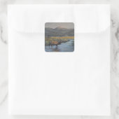Gouden Eland Vierkante Sticker (Tas)