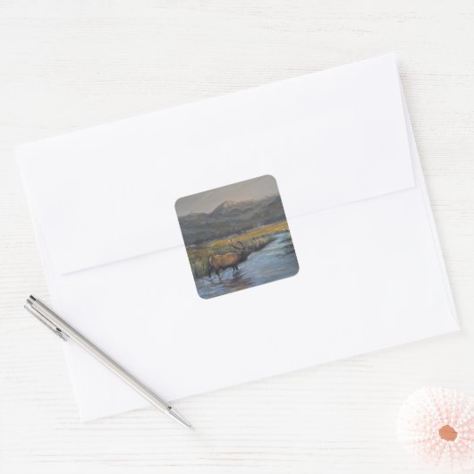 Gouden Eland Vierkante Sticker (Envelop)