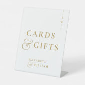 Gouden Elegant Monogram Kaarten en geschenken Reclamebord Met Voetstuk (Voorkant)