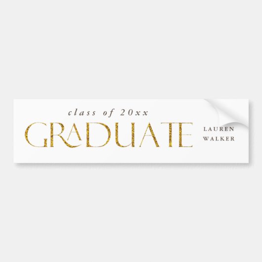 gouden elegant script afstuderen bumpersticker (Voorkant)