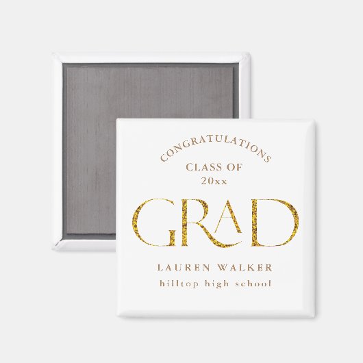 gouden elegant script afstuderen magneet (Voorkant / Achterkant)