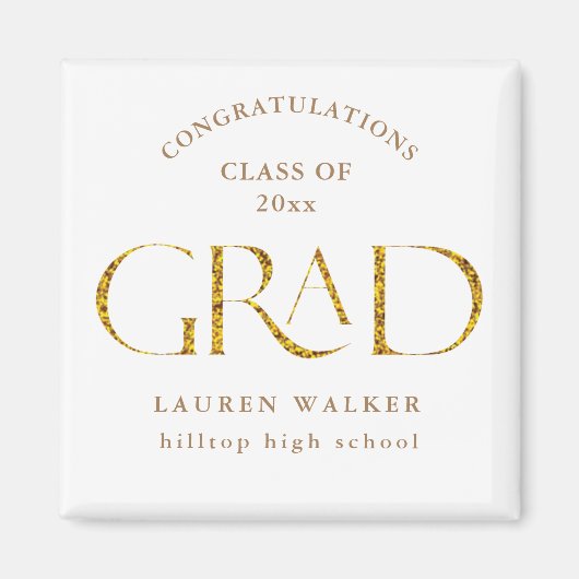 gouden elegant script afstuderen magneet (Voorkant)