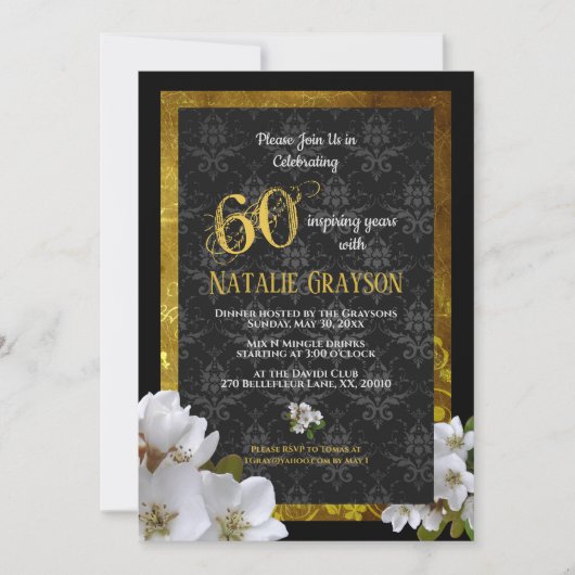 Gouden Elegante 60e Verjaardagsfeestfoto uitnodigi Kaart (Voorkant)