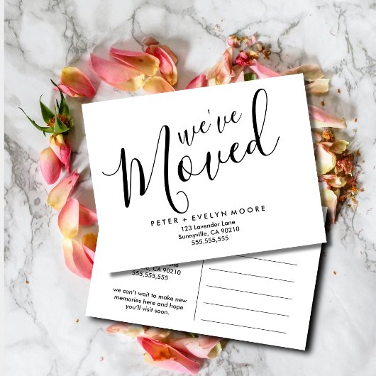 Gouden elegante adreswijziging die we hebben verpl aankondigingskaart