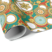 Gouden Elegante Arabesque Achtergrond Cadeaupapier (Rol Hoek)