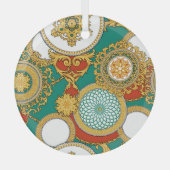 Gouden Elegante Arabesque Achtergrond Glas Ornament (Voorkant)