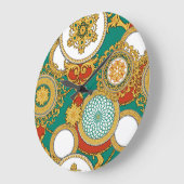 Gouden Elegante Arabesque Achtergrond Grote Klok (Hoek)