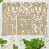 Gouden Elegante Bloei Monogram Handdoek (Gevouwen)