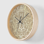 Gouden Elegante Bloei Monogram Klok (Hoek)