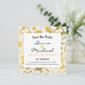 Gouden Elegante Bloem Bruiloft Uitnodiging (Staand voorkant)