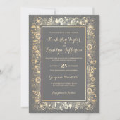 Gouden Elegante  Bloemen Huwelijk Kaart