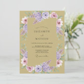 Gouden Elegante Botanische Bruiloft Kaart (Staand voorkant)