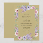 Gouden Elegante Botanische Bruiloft Kaart (Voorkant / Achterkant)