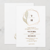 Gouden elegante botanische kuif monogram kaart (Voorkant / Achterkant)