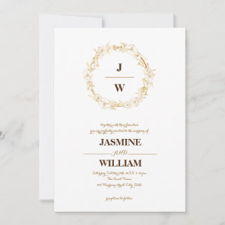 Gouden elegante botanische kuif monogram lijst kaart