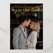 Gouden Elegante Bruiloft Moderne Foto Bewaar de Da