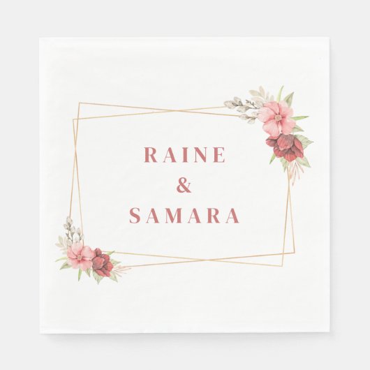 Gouden Elegante Bruiloft Papier Servetten (Voorkant)