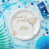 Gouden Elegante Brunch Bubbly Champagne Baby showe Papieren Bordje (Feest)