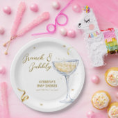 Gouden Elegante Brunch Bubbly Champagne Baby showe Papieren Bordje (Feest)
