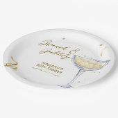 Gouden Elegante Brunch Bubbly Champagne Baby showe Papieren Bordje (Gekanteld)