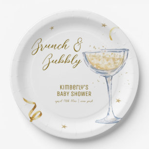 Gouden Elegante Brunch Bubbly Champagne Baby showe Papieren Bordje