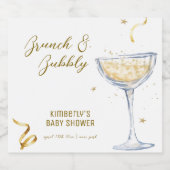 Gouden Elegante Brunch Bubbly Champagne Baby showe Sparkling Wijnetiket (Enkel label)