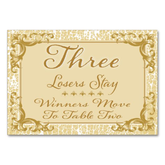 Gouden Elegante Bunco Tafel Kaart #3 (Voorkant)