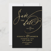 Gouden Elegante Calligrafie Trouw Save the Date  (Voorkant)