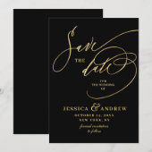 Gouden Elegante Calligraphy Trouw Save the Date  (Voorkant / Achterkant)