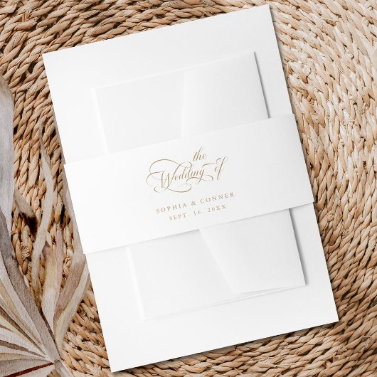 Gouden Elegante Charm Script Wedding Uitnodigingen Wikkel