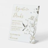 Gouden Elegante Chinoiserie Signature Drink bruilo Reclamebord Met Voetstuk (Voorkant)