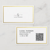 Gouden elegante chique monogram met qr-code visitekaartje (Voorkant / Achterkant)