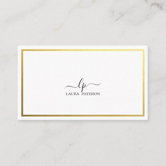 Gouden elegante chique monogram met qr-code visitekaartje (Voorkant)