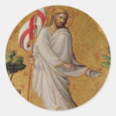 Gouden Elegante Christelijke Opstanding Jesus East Ronde Sticker (Voorkant)