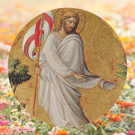 Gouden Elegante Christelijke Opstanding Jesus East Ronde Sticker