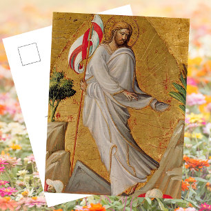 Gouden Elegante Christelijke Opstanding Jezus Pase Feestdagenkaart