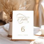 Gouden Elegante Classy Calligraphy Wedding Kaart<br><div class="desc">Romantische en elegante swirly kalligrafie trouwtafel nummer. Voor meer geavanceerde aanpassing van dit ontwerp,  klikt u op de BLUE DESIGN TOOL BUTTON hierboven!</div>