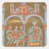 Gouden Elegante Driekoningen Kerstmis Geboorte Mid Vierkante Sticker (Voorkant)