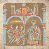 Gouden Elegante Driekoningen Kerstmis Geboorte Mid Vierkante Sticker