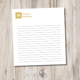 Gouden Elegante Eenvoudige Trendy Monogram Gelinie Notitieblok